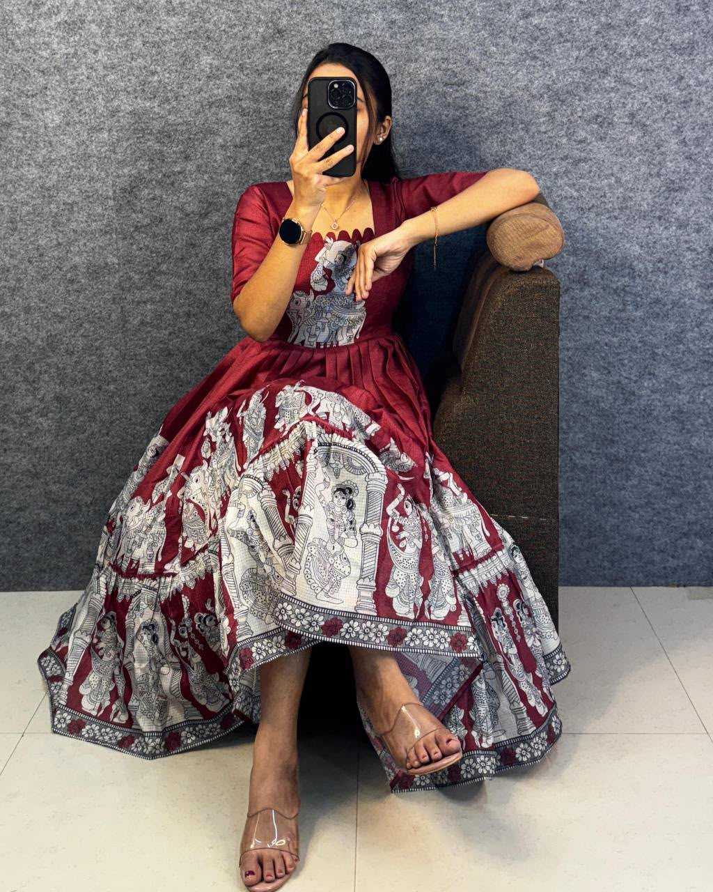 YNF Wholesale Kota Chex Printed Gowns  | Surat Manufacturer