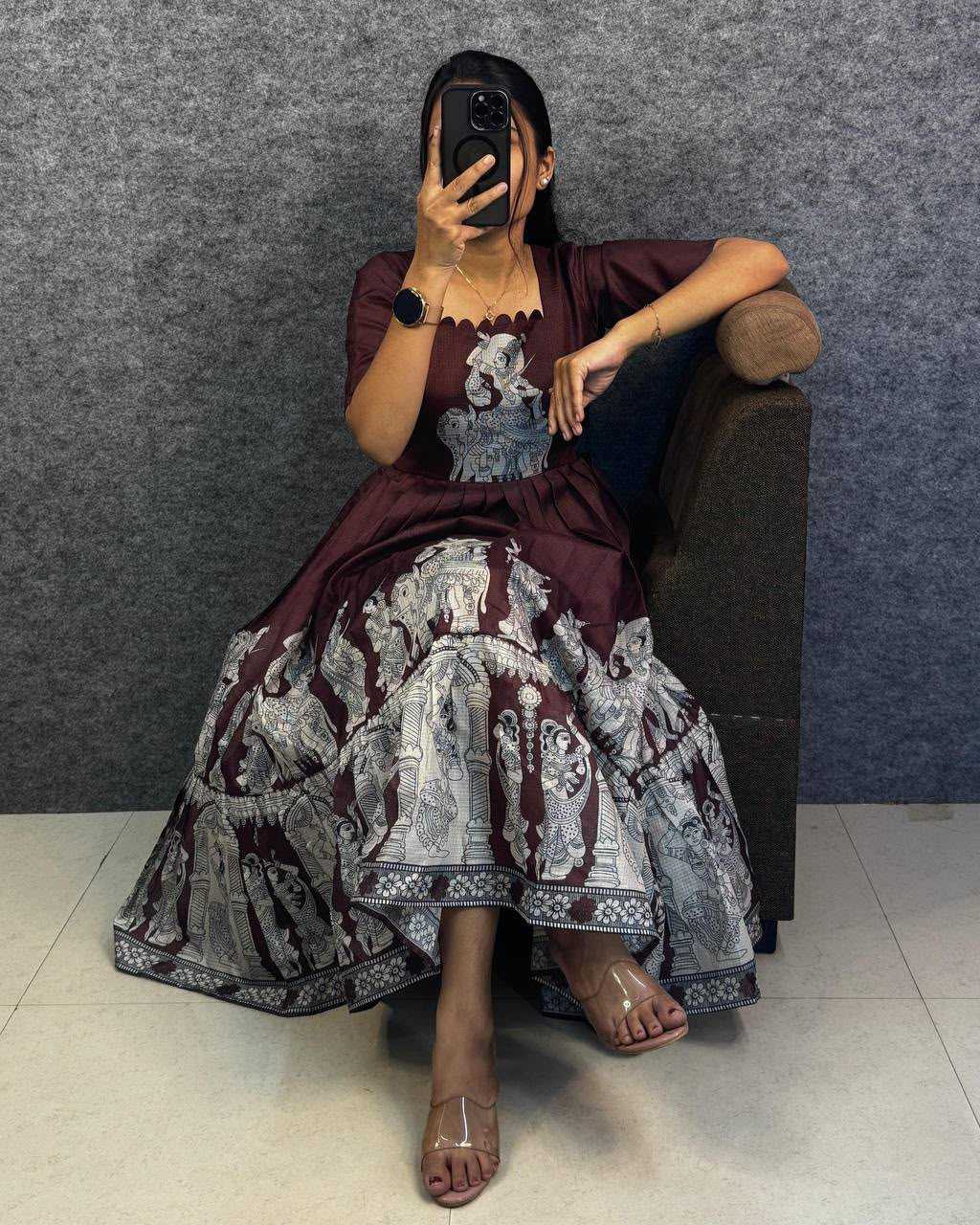YNF Wholesale Kota Chex Printed Gowns  | Surat Manufacturer