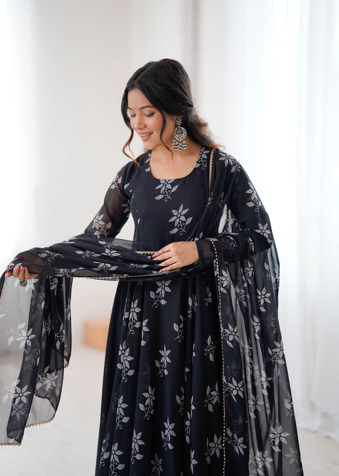 YNF Wholesale Georgette Printed Gowns  | Surat Manufacturer