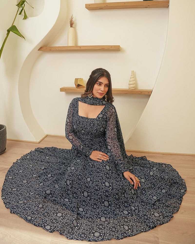 YNF Wholesale Georgette Printed Gowns  | Surat Manufacturer
