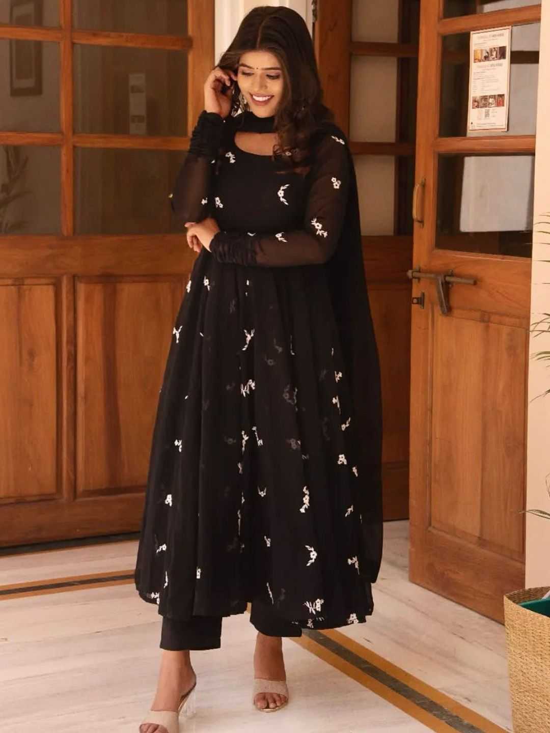 YNF Wholesale Georgette Printed Gowns  | Surat Manufacturer