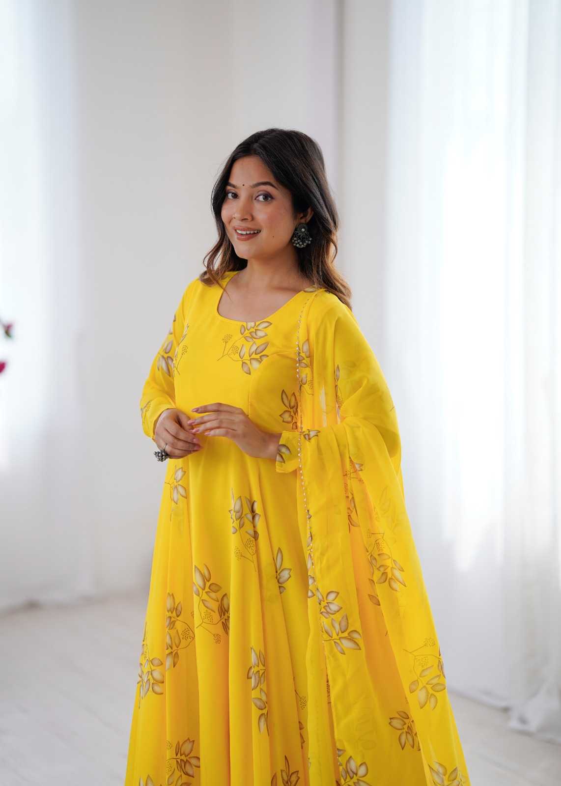 YNF Wholesale Georgette Printed Gowns  | Surat Manufacturer