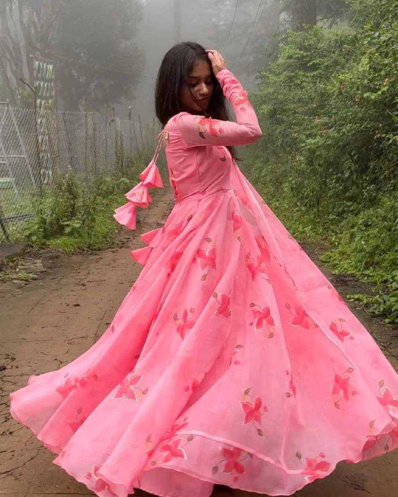 YNF Wholesale Georgette Printed Gowns  | Surat Manufacturer