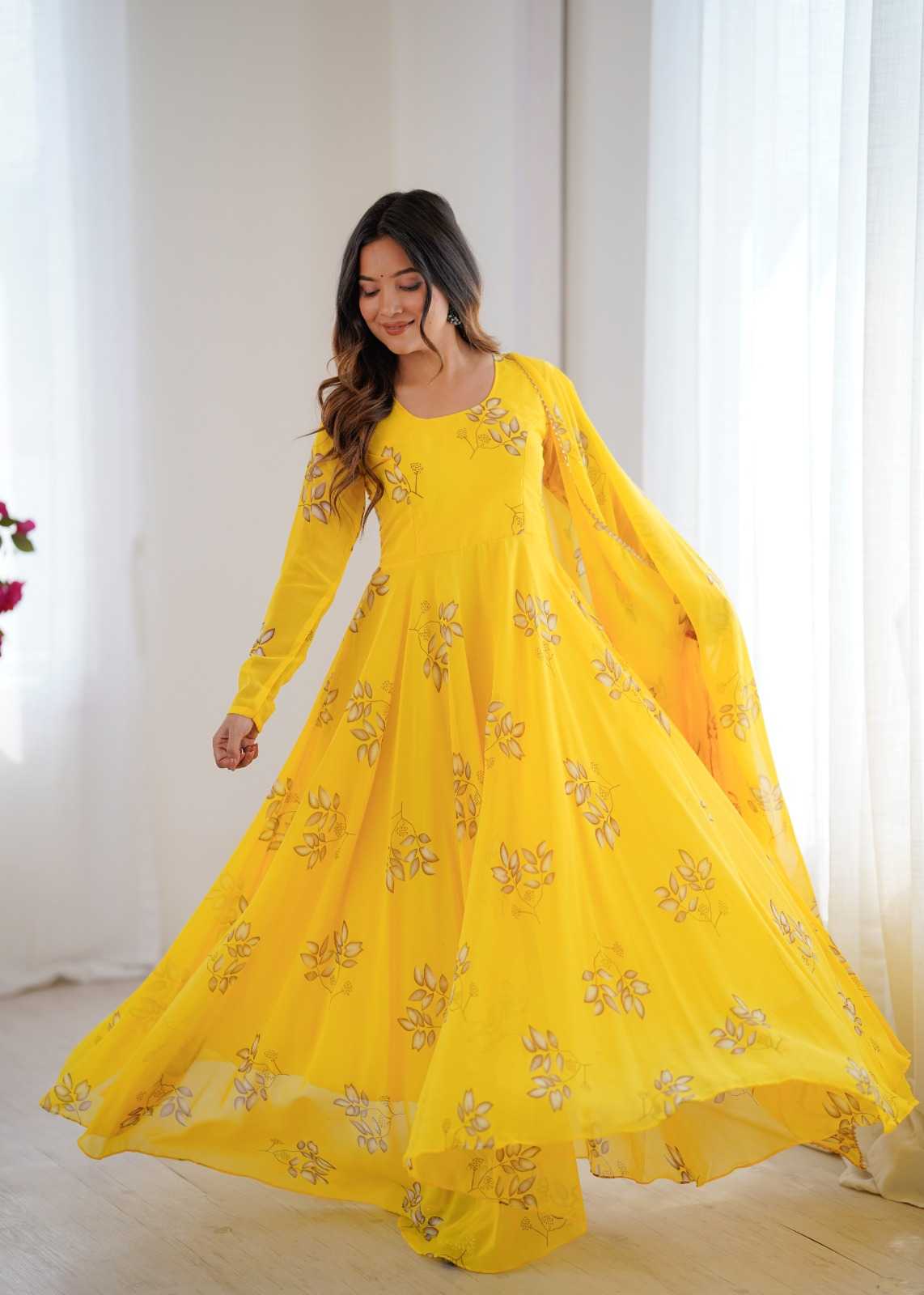 YNF Wholesale Georgette Printed Gowns  | Surat Manufacturer