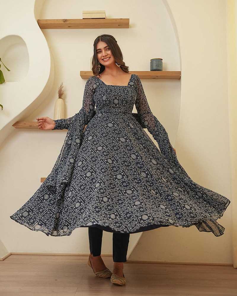 YNF Wholesale Georgette Printed Gowns  | Surat Manufacturer
