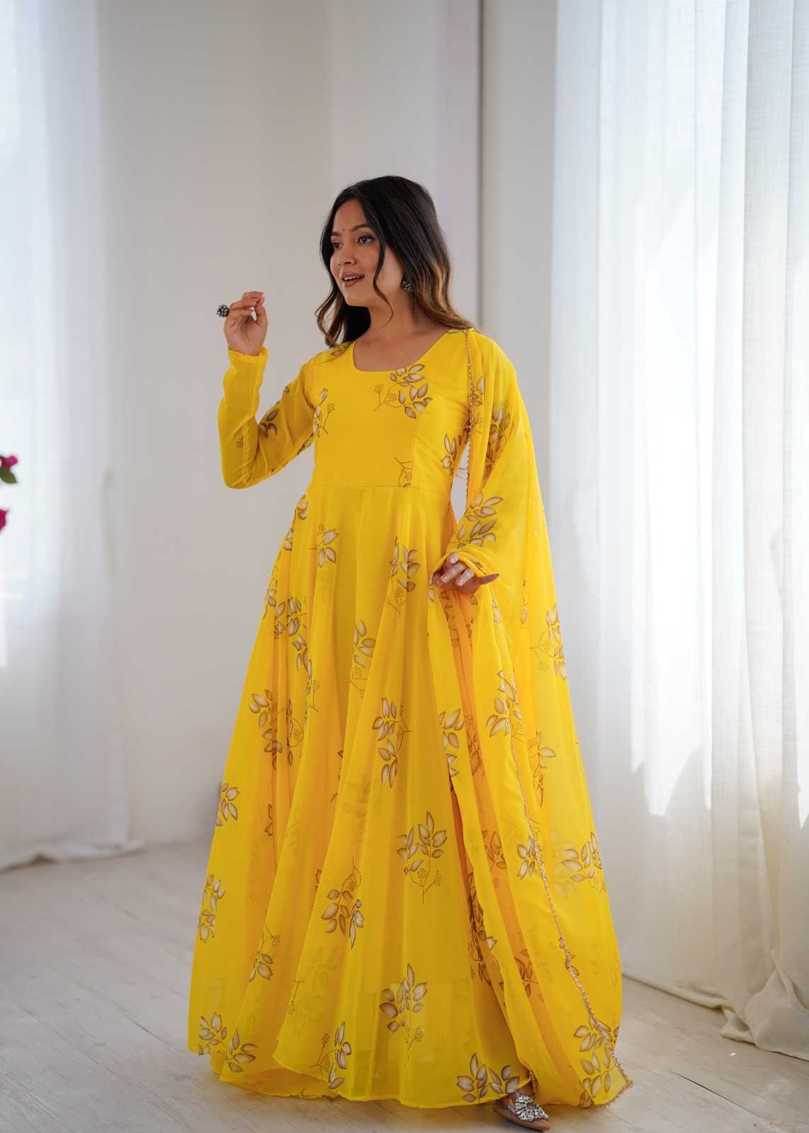 YNF Wholesale Georgette Printed Gowns  | Surat Manufacturer