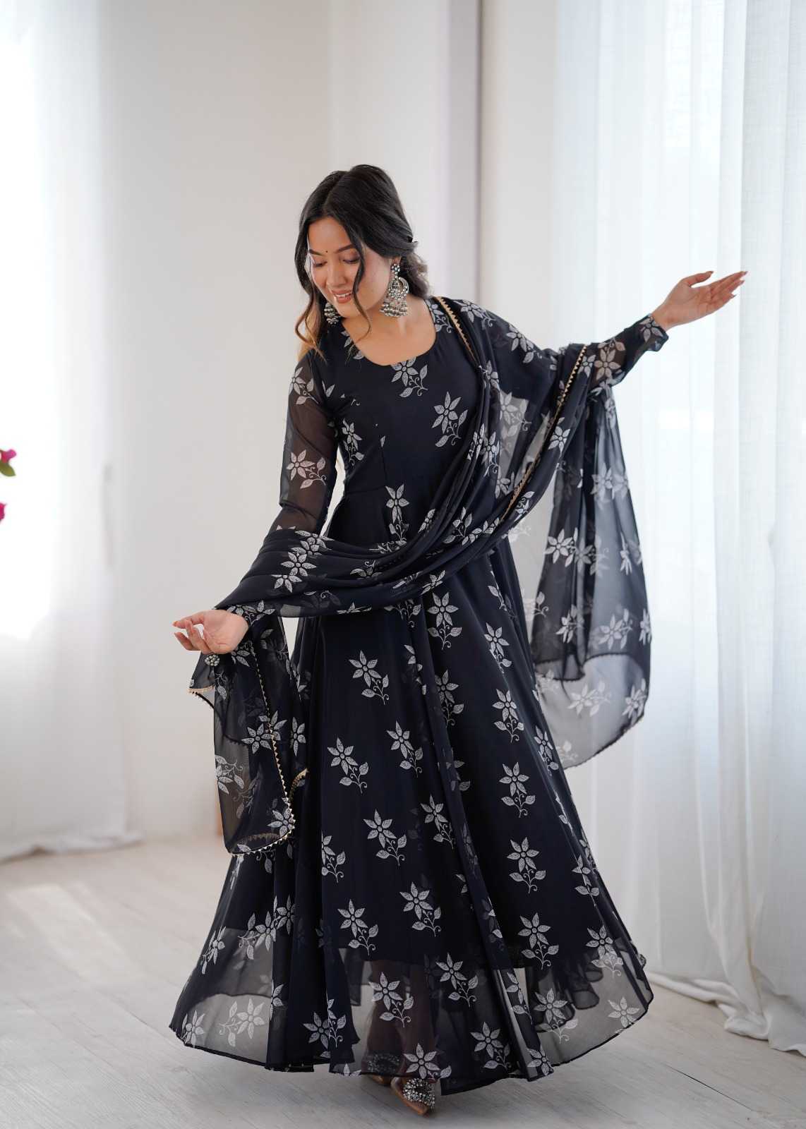 YNF Wholesale Georgette Printed Gowns  | Surat Manufacturer