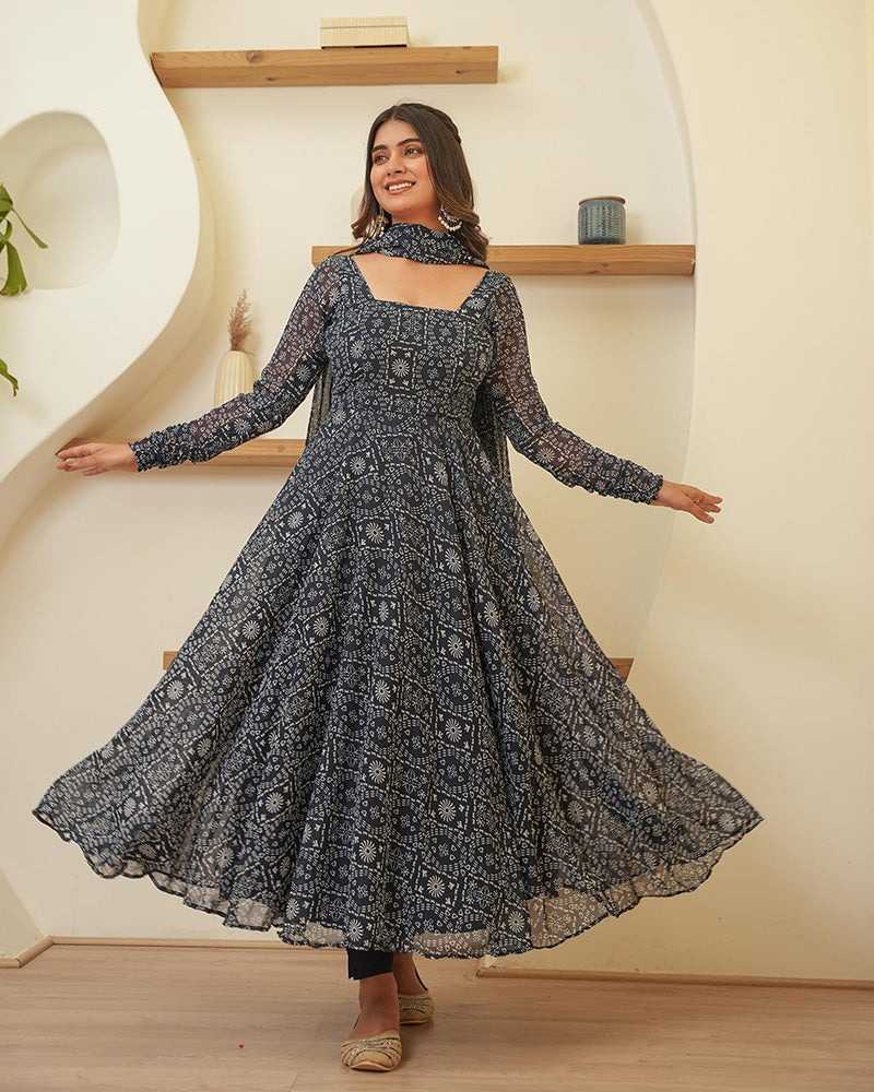 YNF Wholesale Georgette Printed Gowns  | Surat Manufacturer