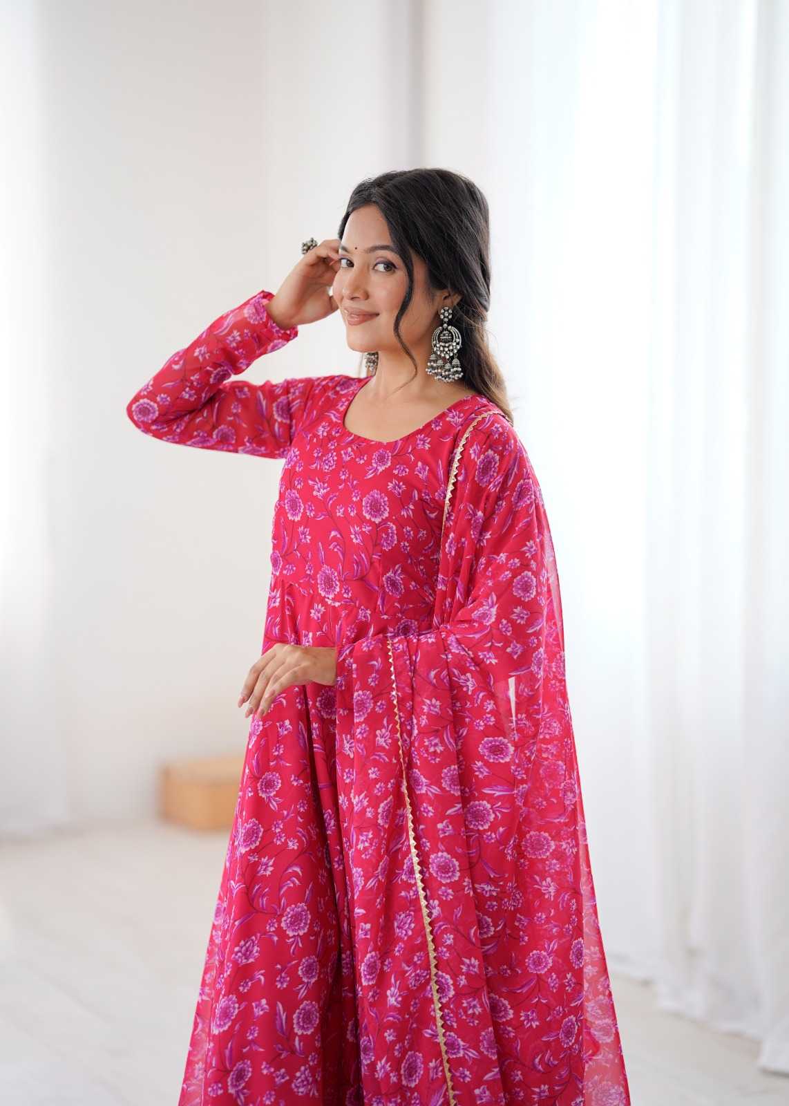 YNF Wholesale Georgette Printed Gowns  | Surat Manufacturer