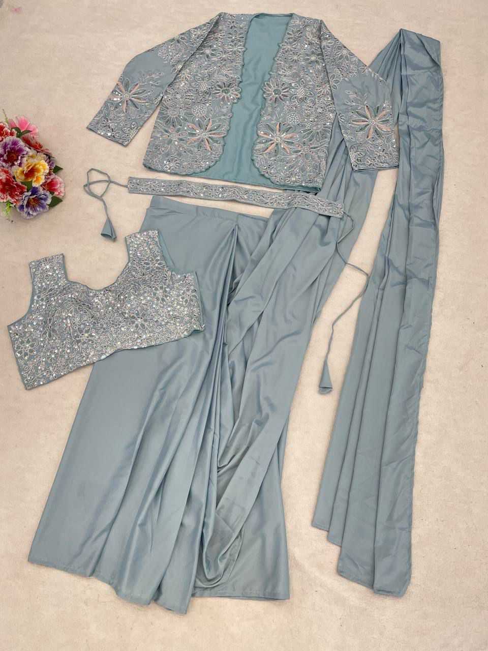 YNF Wholesale Crepe Silk Ready To Wear Sarees  | Surat Manufacturer