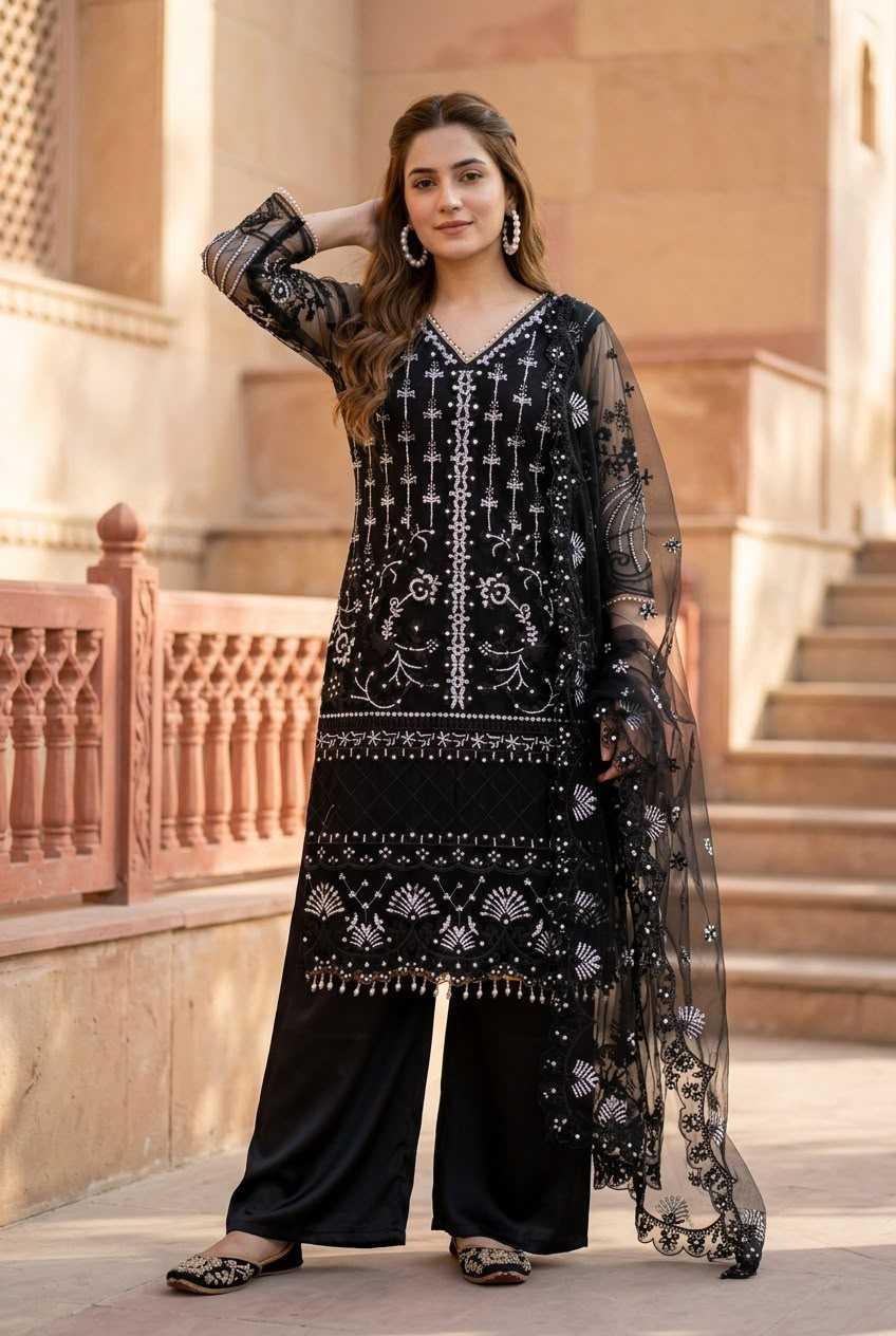 YNF Wholesale Soft Net Palazzo Suit  | Surat Manufacturer