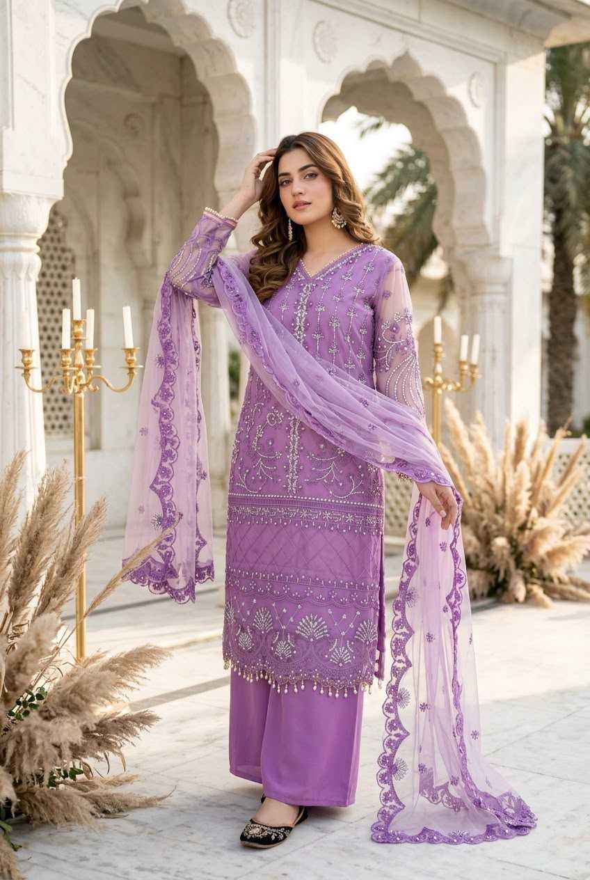 YNF Wholesale Soft Net Palazzo Suit  | Surat Manufacturer