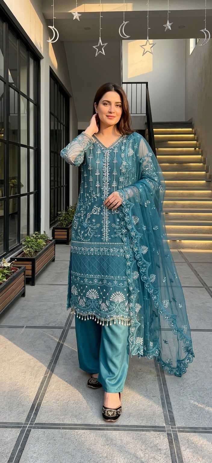 YNF Wholesale Soft Net Palazzo Suit  | Surat Manufacturer