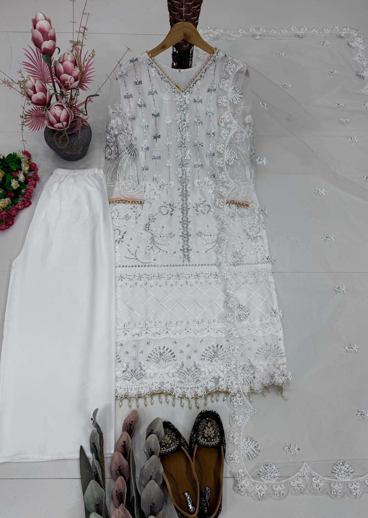 YNF Wholesale Soft Net Palazzo Suit  | Surat Manufacturer
