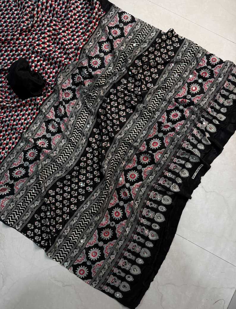 YNF Wholesale Crepe Silk Ajrakh Sarees  | Surat Manufacturer