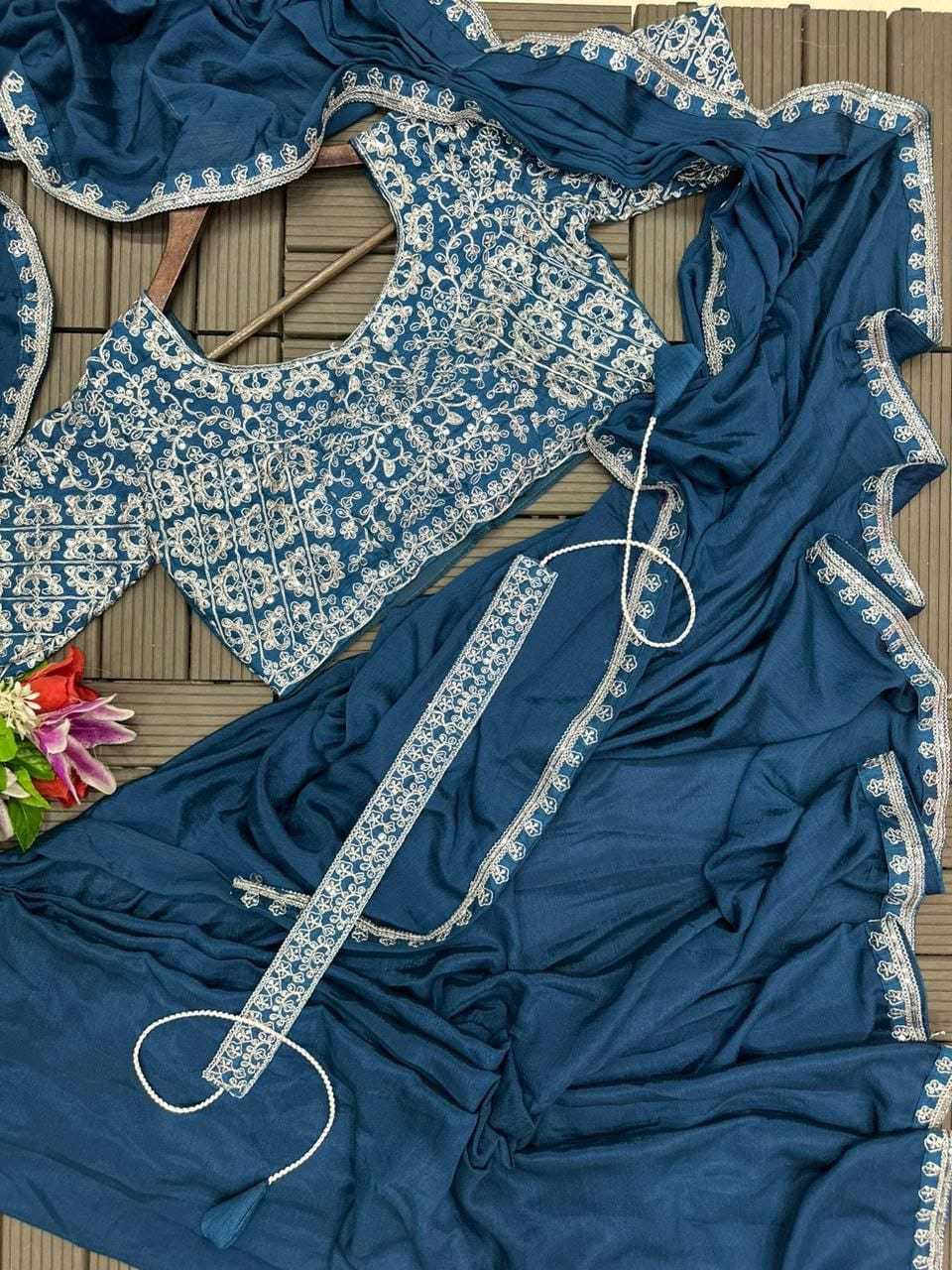 YNF Wholesale Chinon Ready To Wear Sarees  | Surat Manufacturer