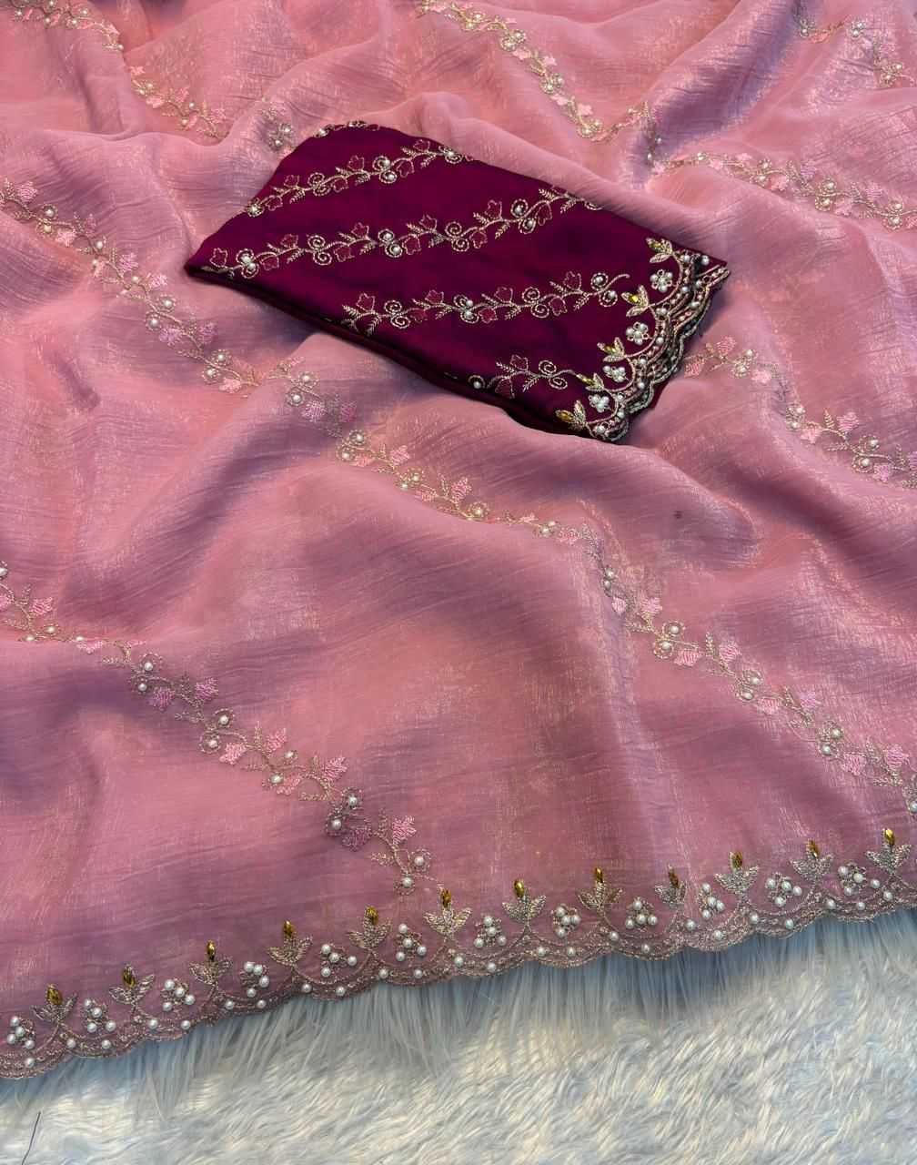 YNF Wholesale Crunchi Embroidered Sarees  | Surat Manufacturer