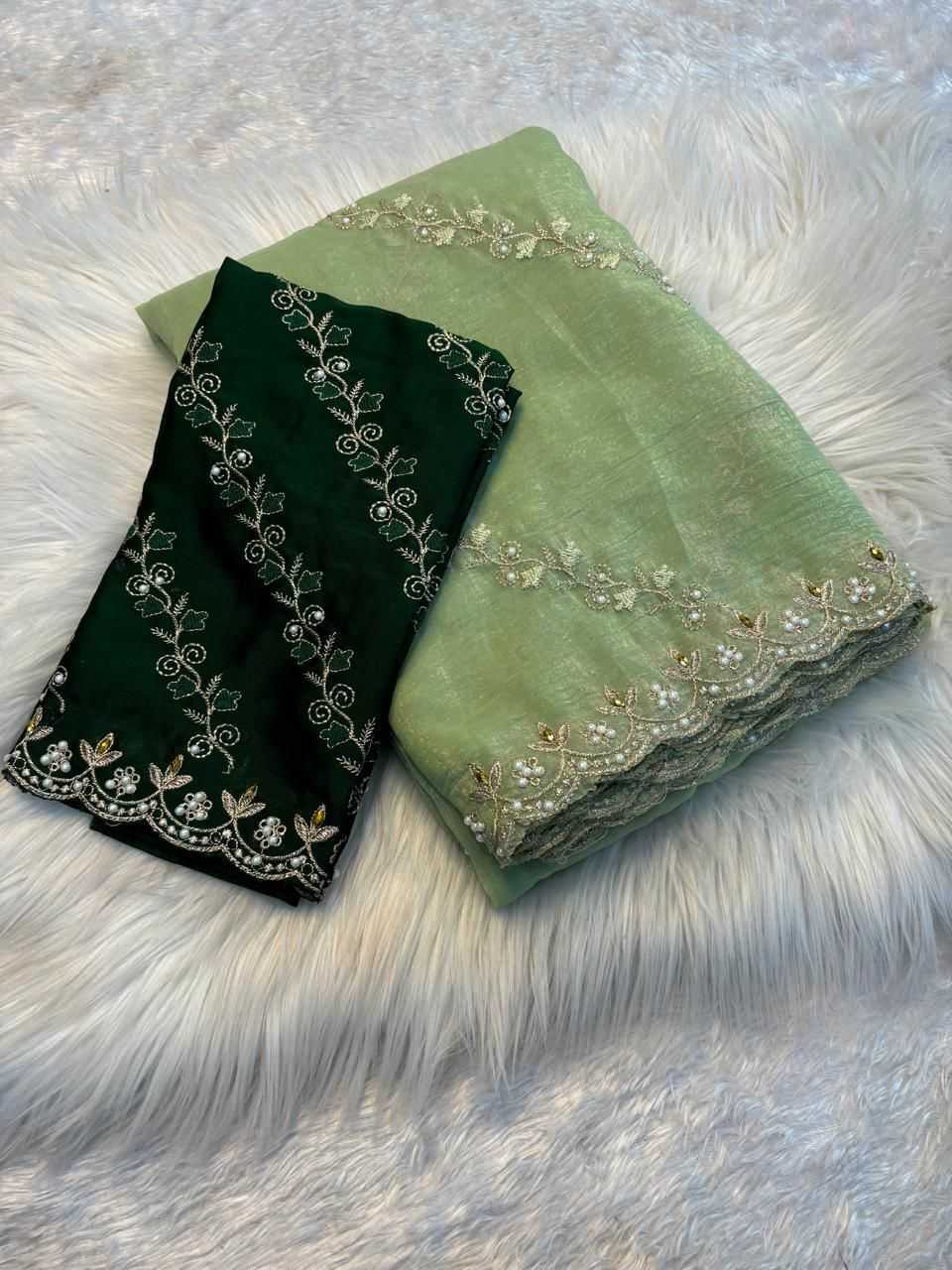 YNF Wholesale Crunchi Embroidered Sarees  | Surat Manufacturer