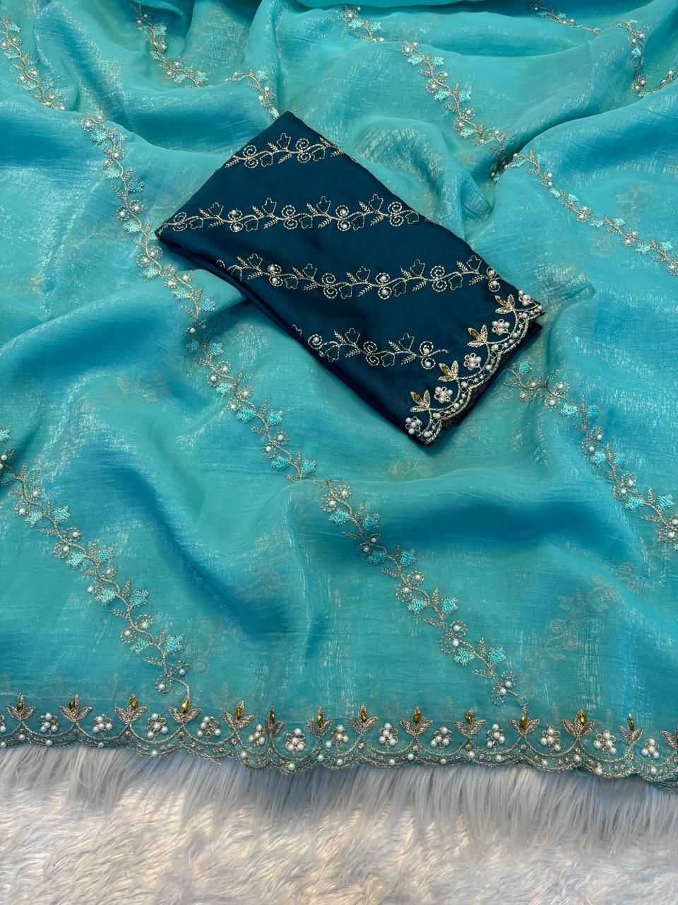 YNF Wholesale Crunchi Embroidered Sarees  | Surat Manufacturer