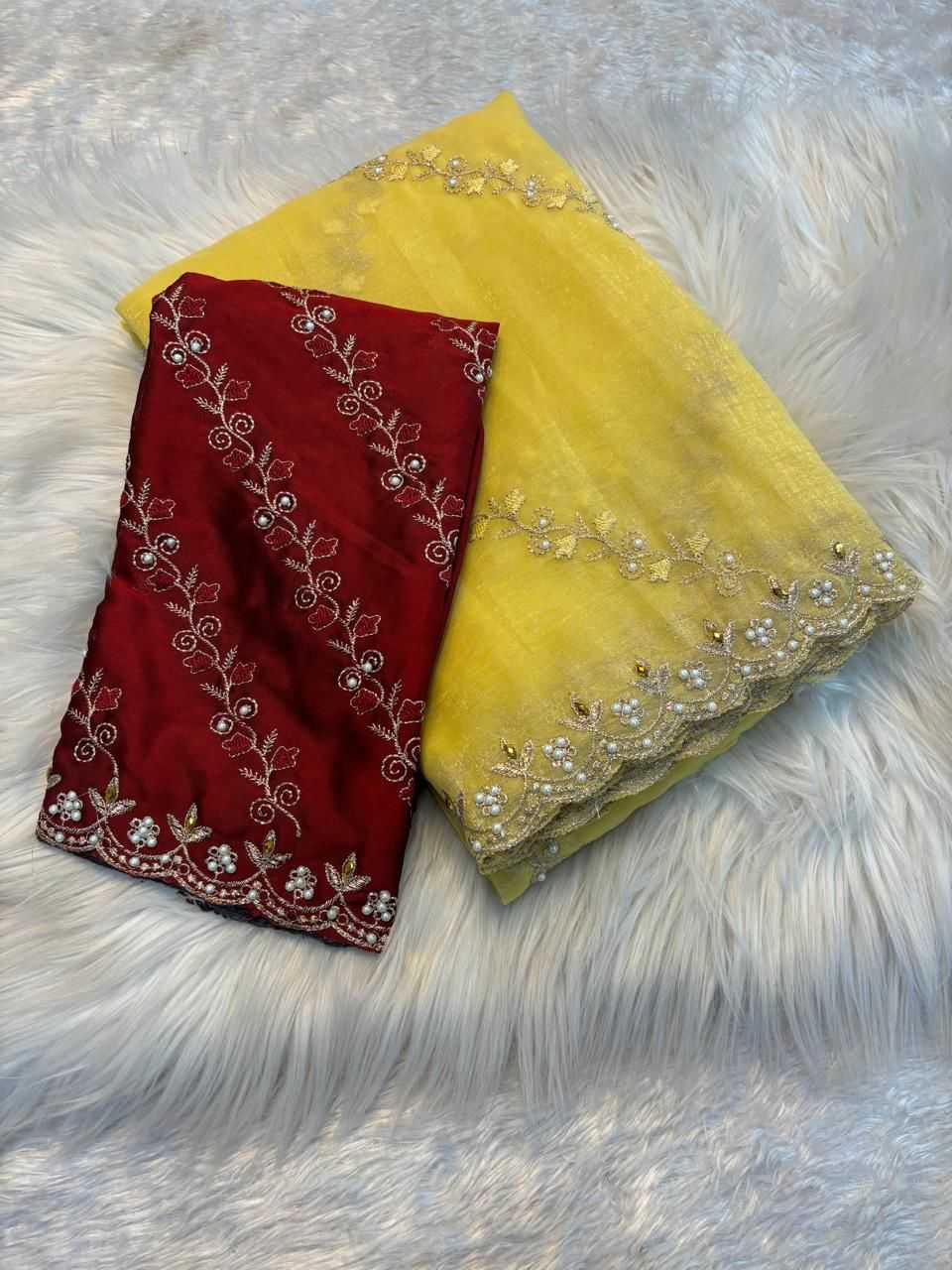 YNF Wholesale Crunchi Embroidered Sarees  | Surat Manufacturer