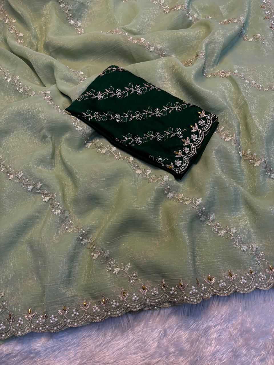 YNF Wholesale Crunchi Embroidered Sarees  | Surat Manufacturer