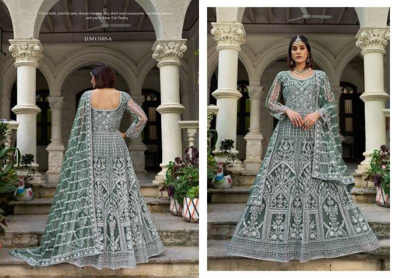 YNF Wholesale Butterfly Net Embroidery Gowns  | Surat Manufacturer