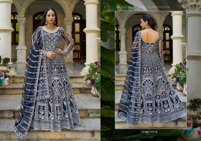 YNF Wholesale Butterfly Net Embroidery Gowns  | Surat Manufacturer
