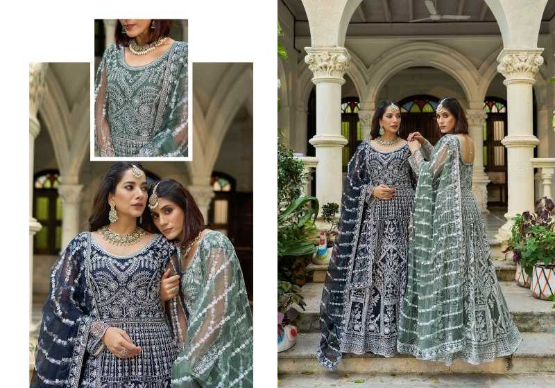 YNF Wholesale Butterfly Net Embroidery Gowns  | Surat Manufacturer