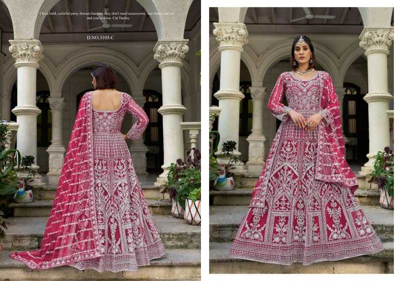 YNF Wholesale Butterfly Net Embroidery Gowns  | Surat Manufacturer