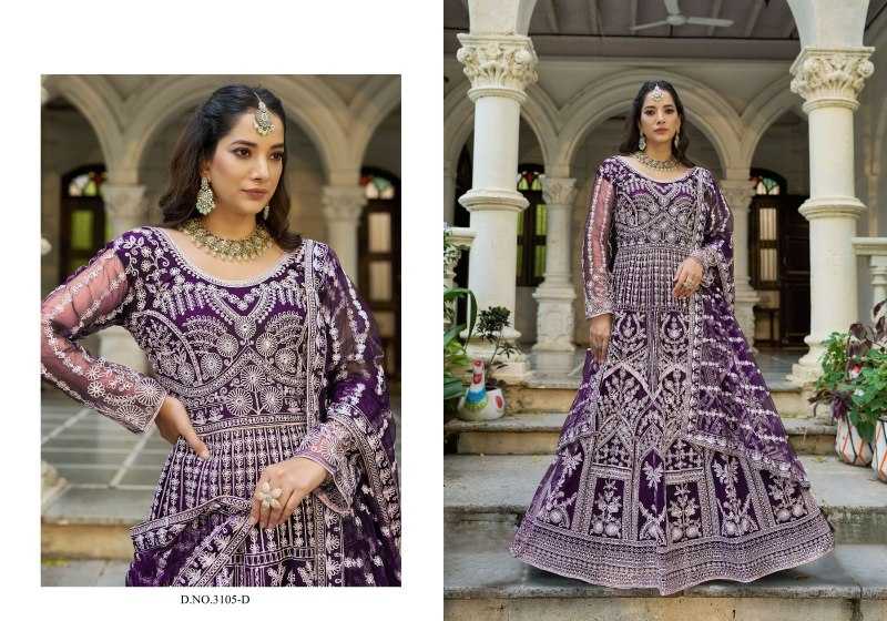 YNF Wholesale Butterfly Net Embroidery Gowns  | Surat Manufacturer