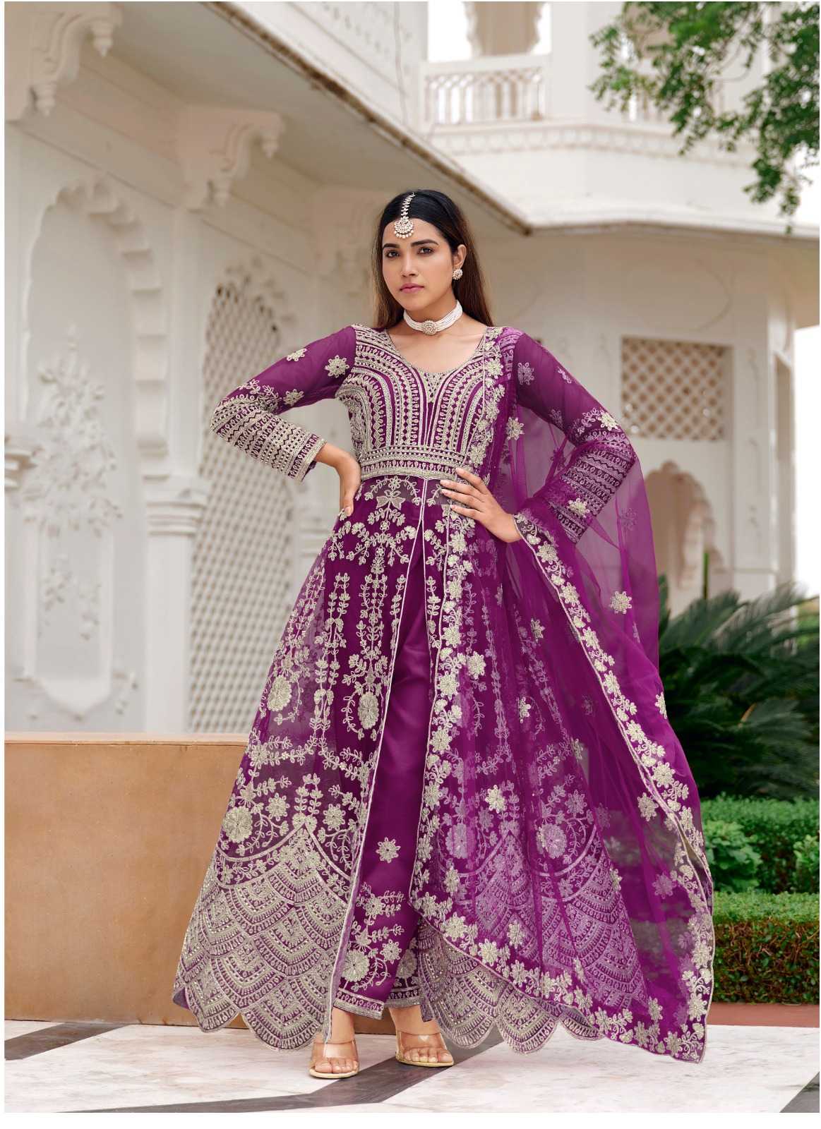 YNF Wholesale Butterfly Net Embroidery Gowns  | Surat Manufacturer