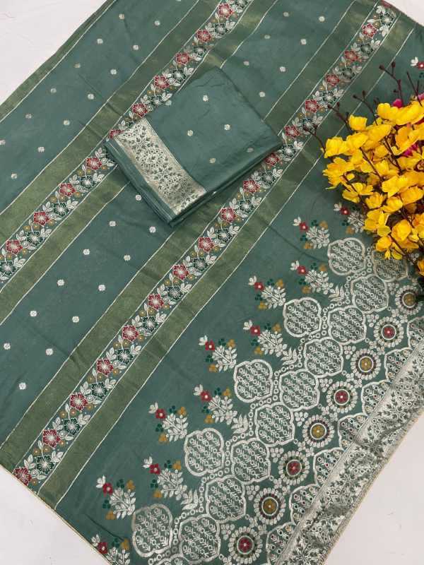 YNF Wholesale Russian Silk Tissue Silk Saree  | Surat Manufacturer