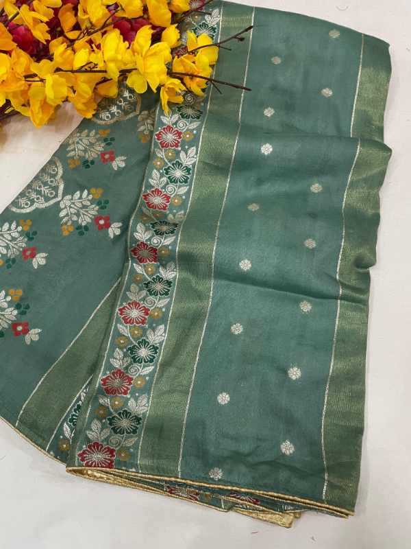 YNF Wholesale Russian Silk Tissue Silk Saree  | Surat Manufacturer