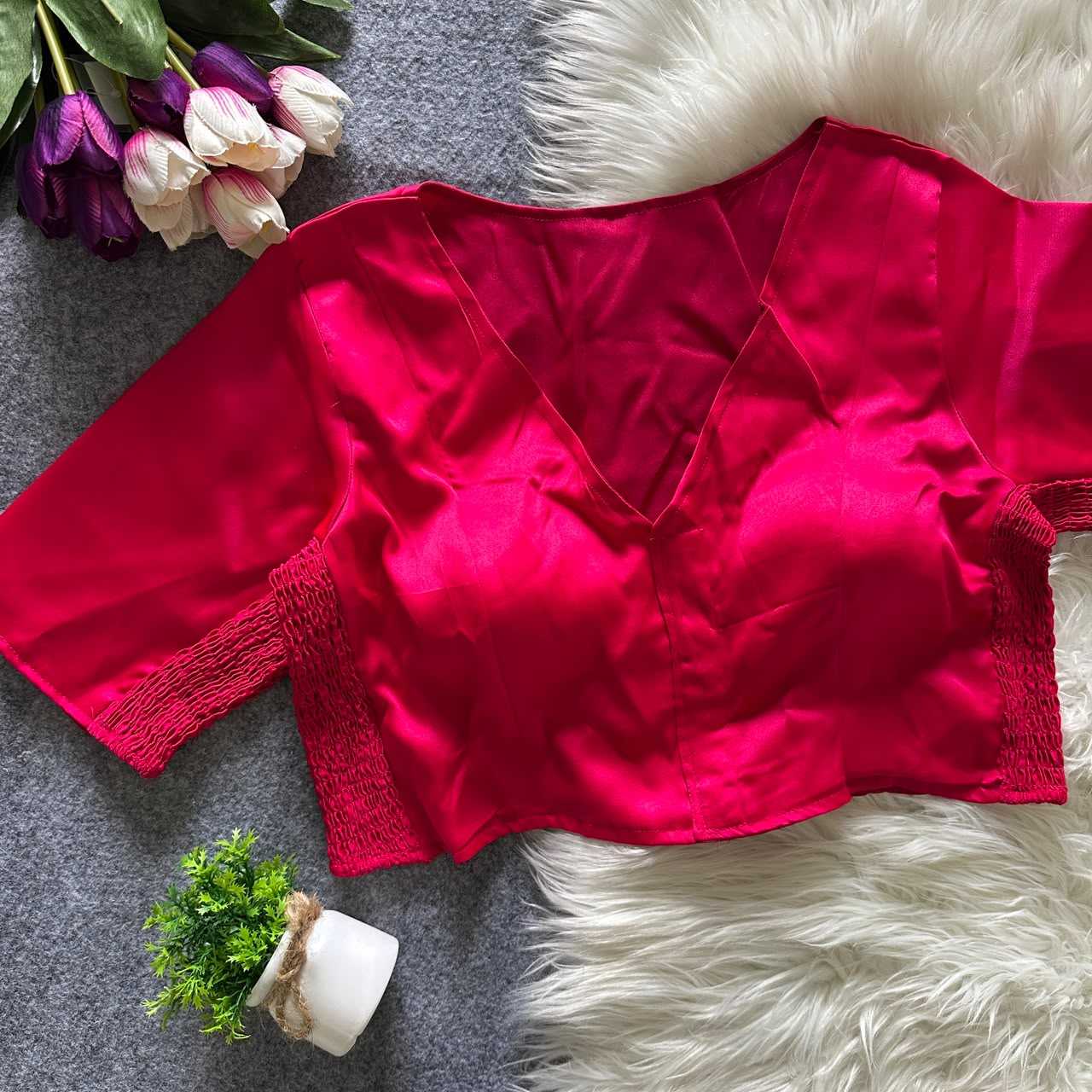 YNF Wholesale Heavy Silk V-Neck Blouses  | Surat Manufacturer