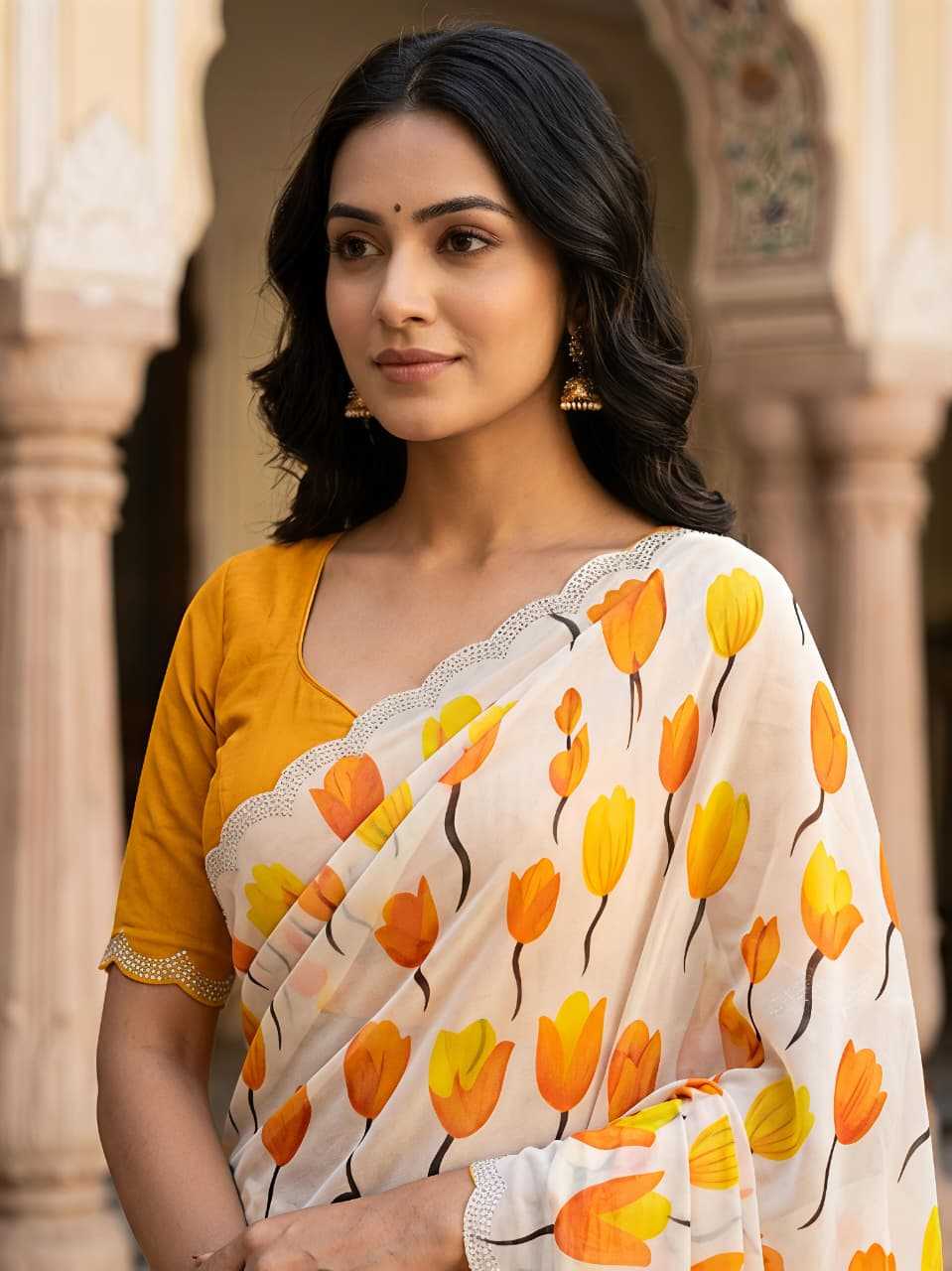 YNF Wholesale Georgette Printed Sarees  | Surat Manufacturer