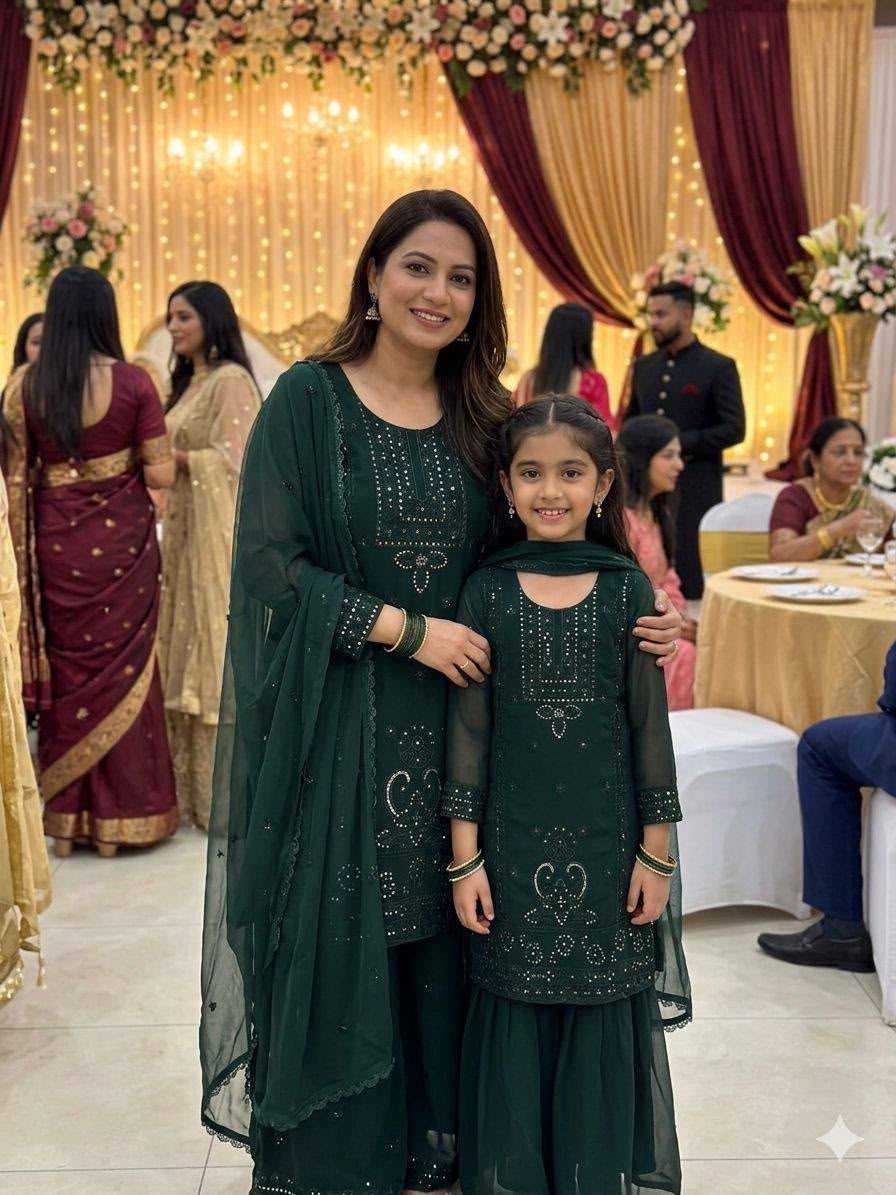 YNF Wholesale Georgette Mother Daughter Casual Dresses  | Surat Manufacturer