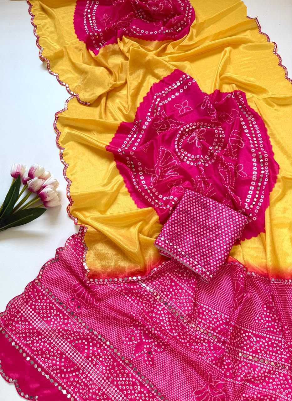 YNF Wholesale Chinon Printed Sarees  | Surat Manufacturer