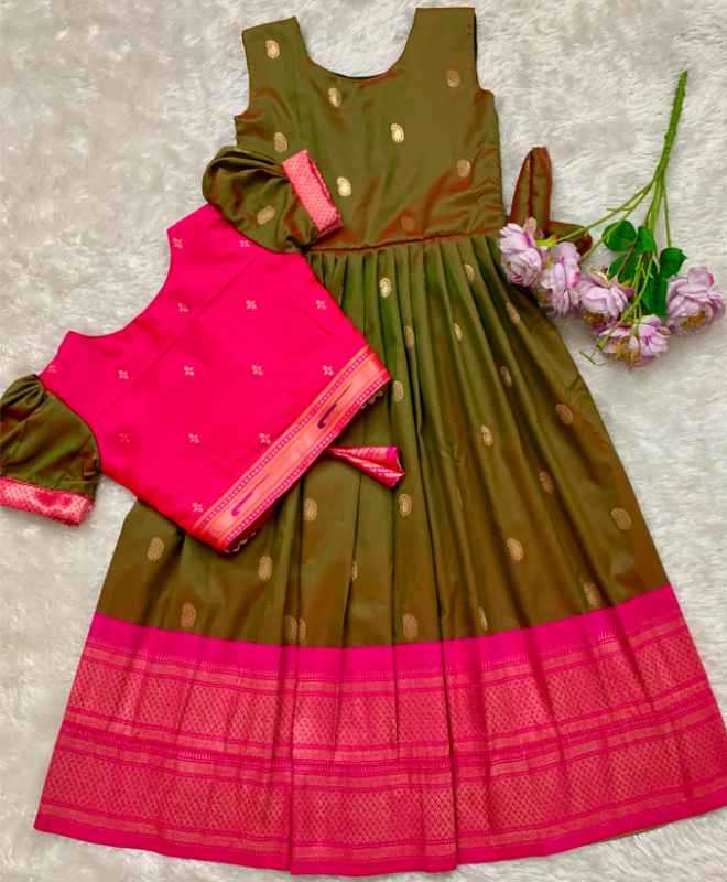YNF Wholesale Paithani Silk Kids Gown  | Surat Manufacturer