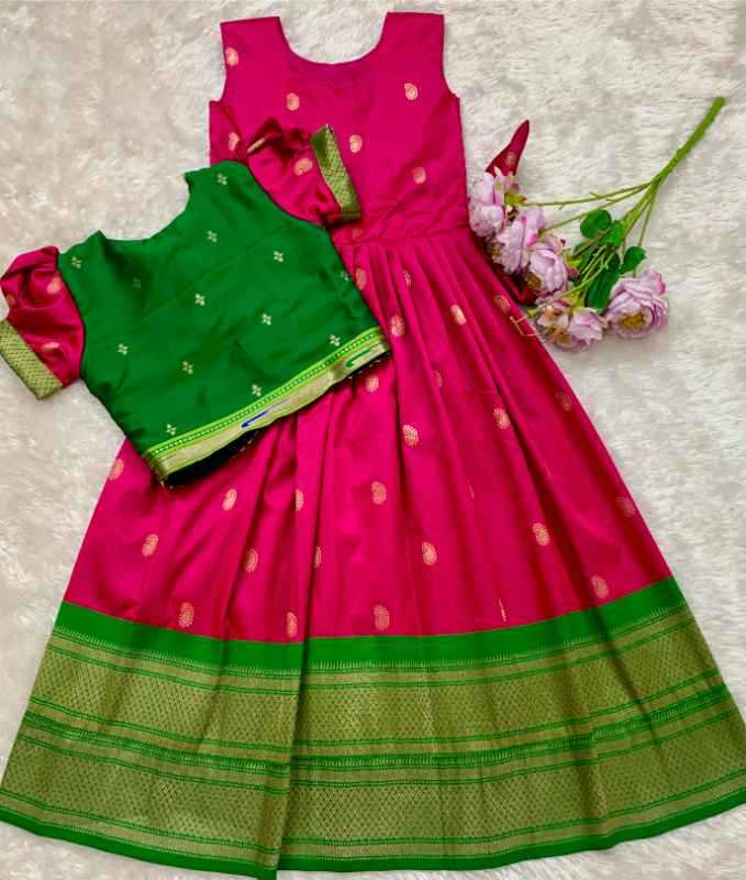 YNF Wholesale Paithani Silk Kids Gown  | Surat Manufacturer