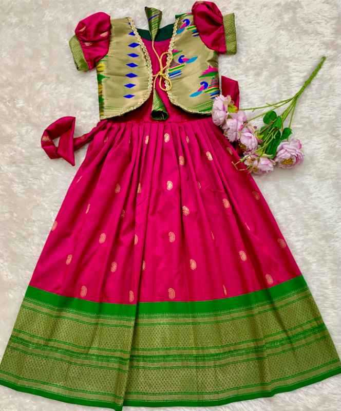 YNF Wholesale Paithani Silk Kids Gown  | Surat Manufacturer