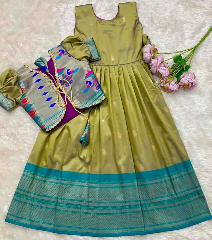 YNF Wholesale Paithani Silk Kids Gown  | Surat Manufacturer