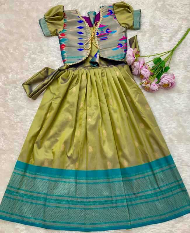 YNF Wholesale Paithani Silk Kids Gown  | Surat Manufacturer