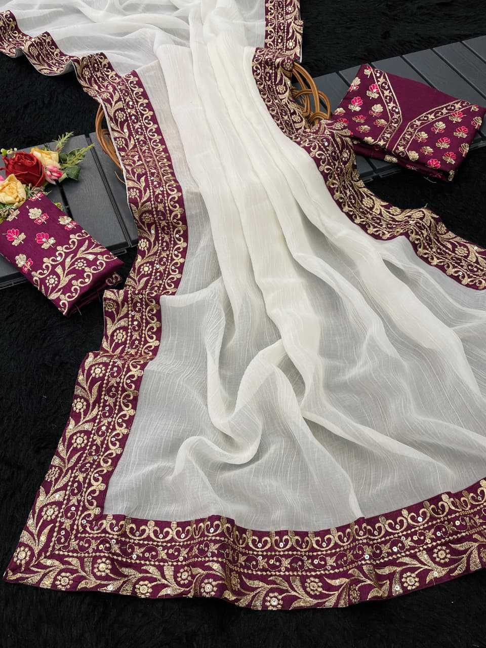 YNF Wholesale Crush Silk Designer Silk Sarees  | Surat Manufacturer