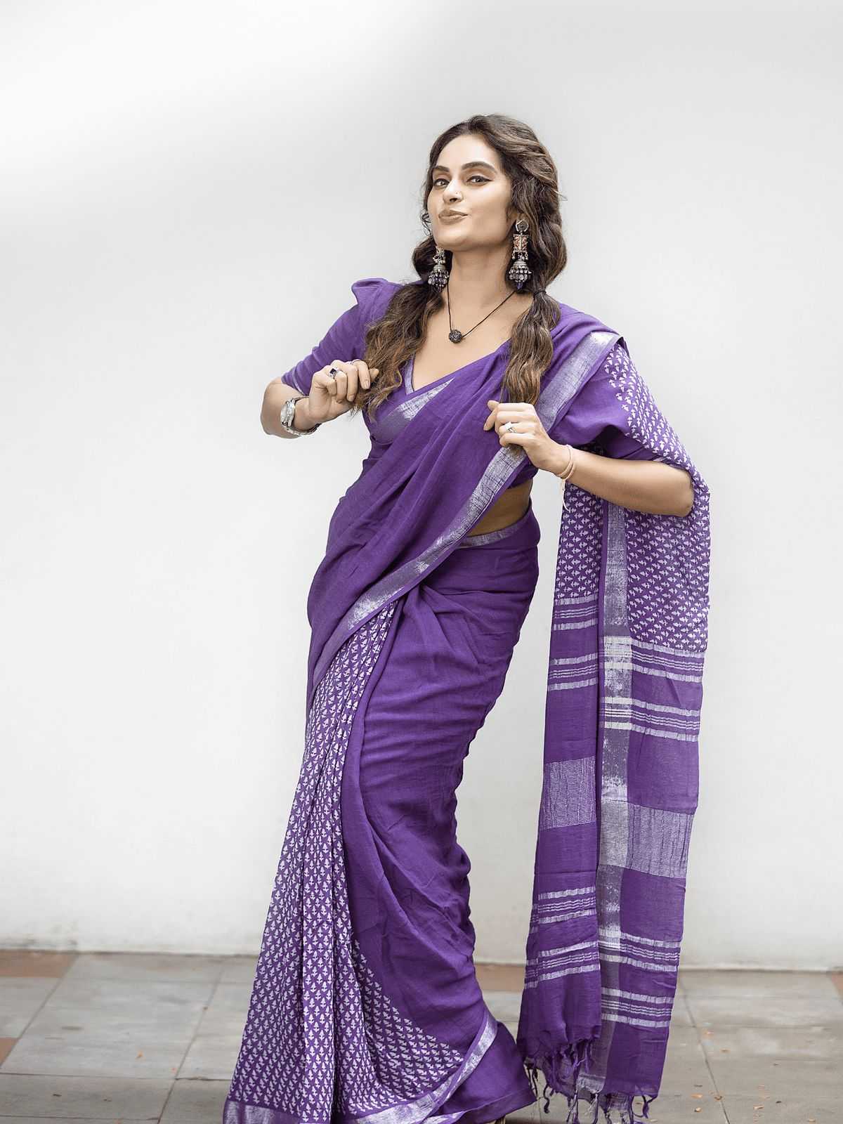YNF Wholesale Linen Printed Sarees  | Surat Manufacturer