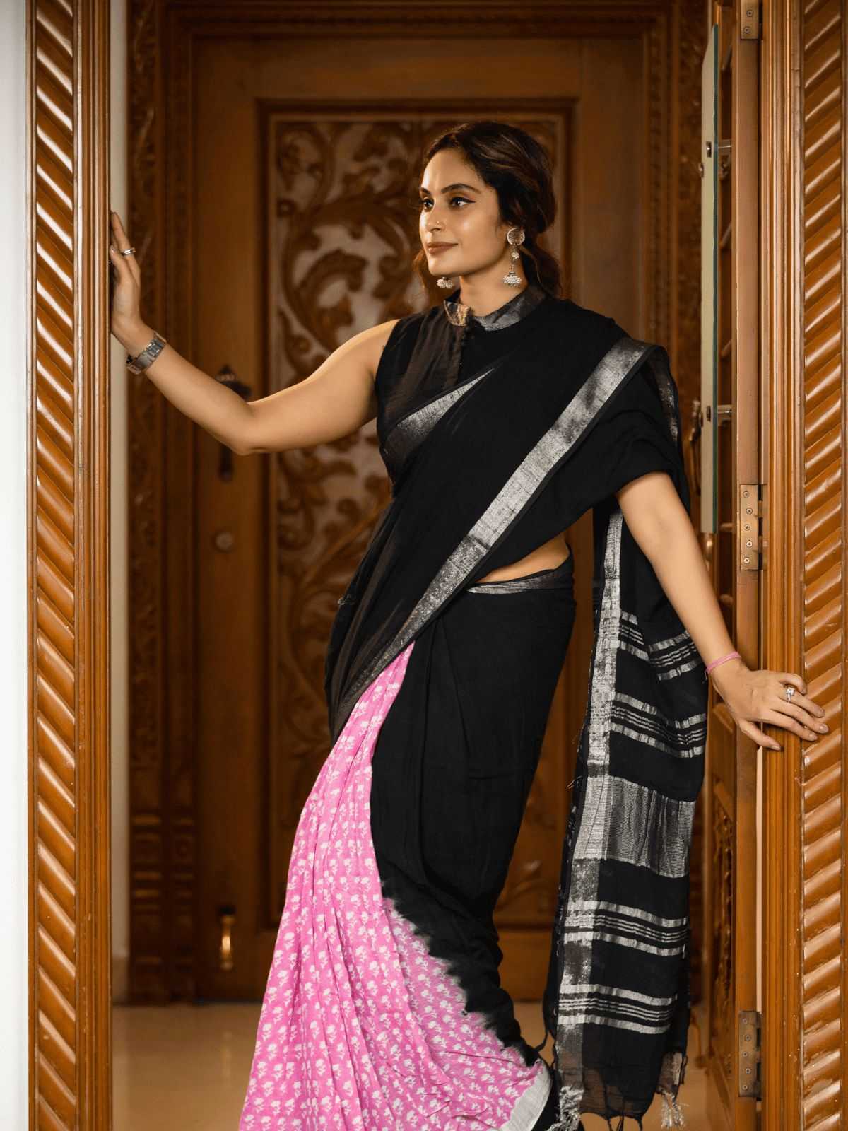 YNF Wholesale Linen Printed Sarees  | Surat Manufacturer