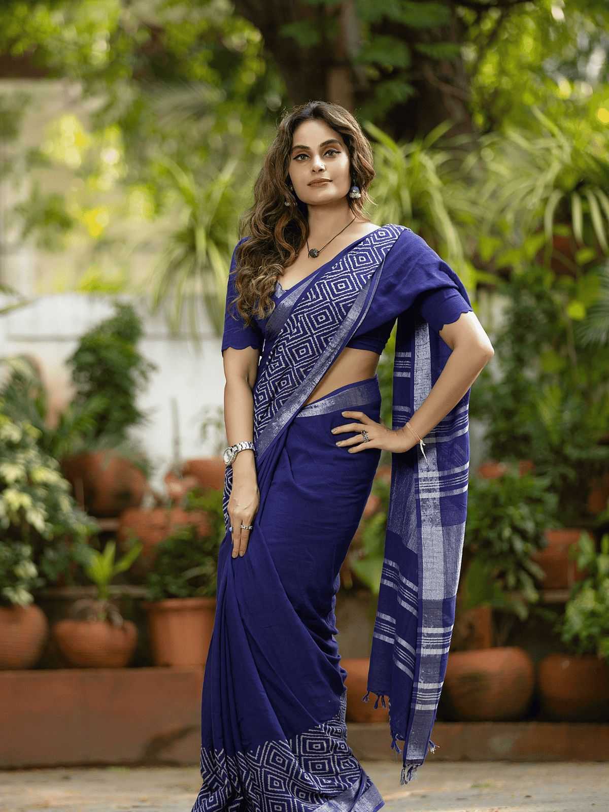 YNF Wholesale Linen Printed Sarees  | Surat Manufacturer