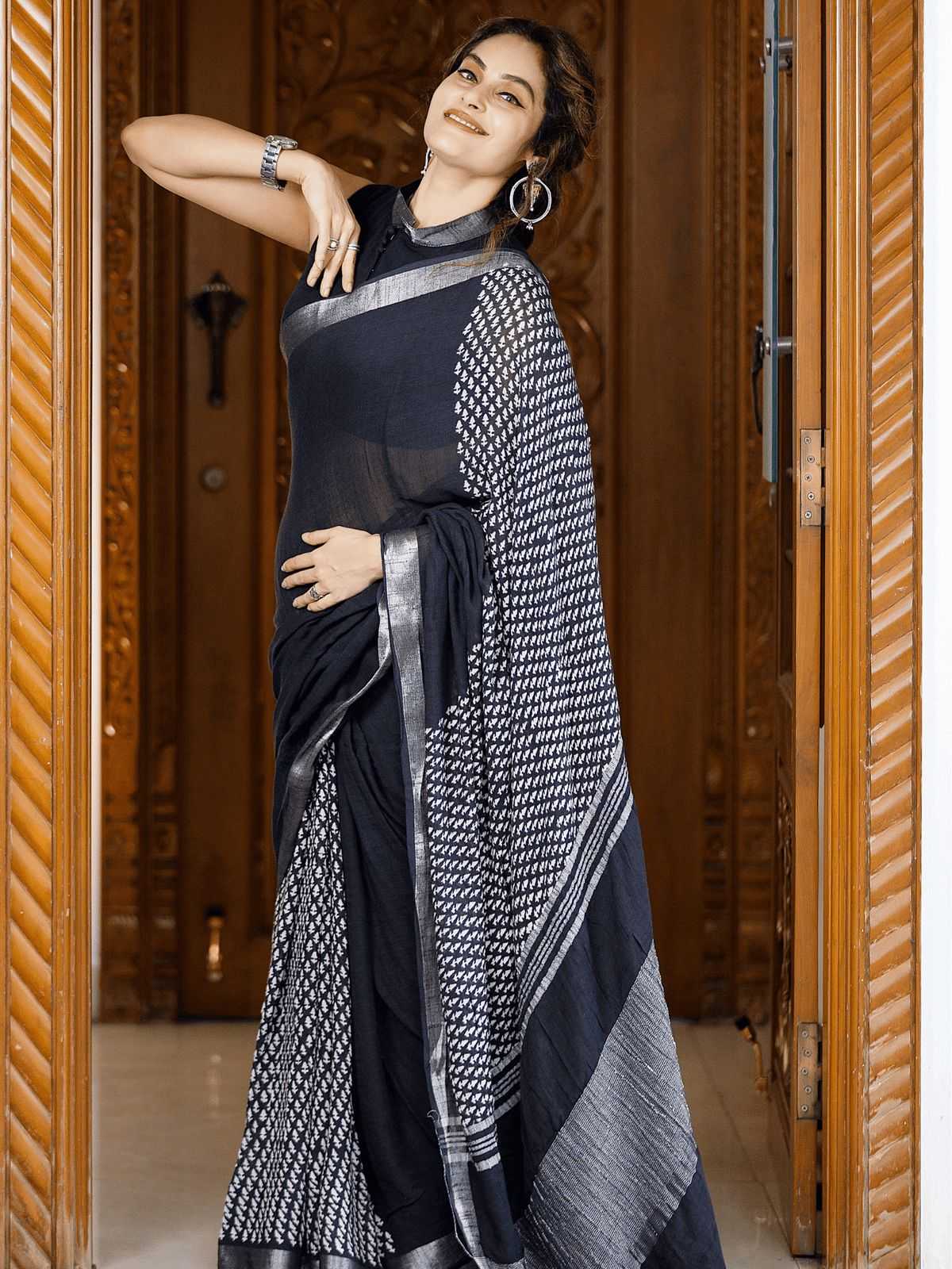 YNF Wholesale Linen Printed Sarees  | Surat Manufacturer
