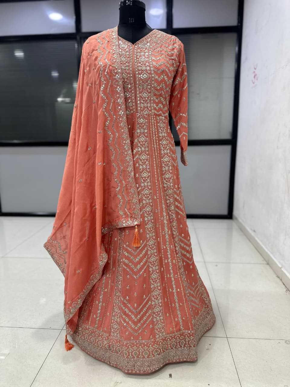 YNF Wholesale Chinon Embroidery Gowns KESH704 MOR BAGH ANARKALI | Surat Manufacturer
