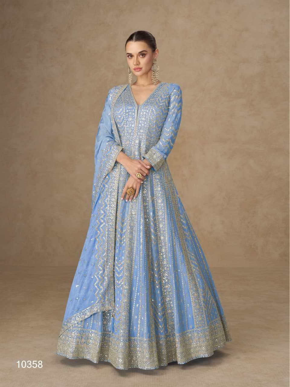 YNF Wholesale Chinon Embroidery Gowns KESH704 MOR BAGH ANARKALI | Surat Manufacturer