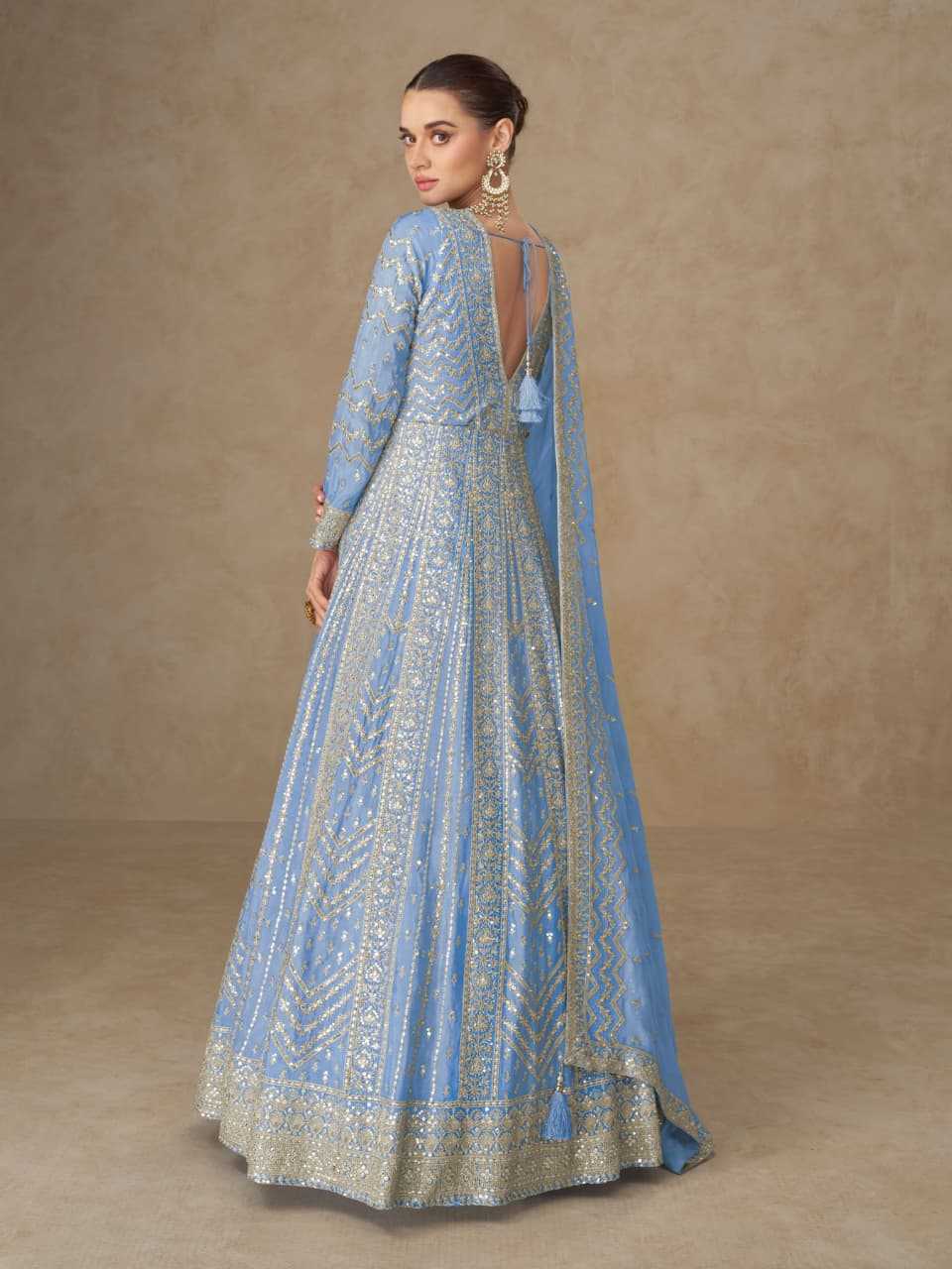 YNF Wholesale Chinon Embroidery Gowns KESH704 MOR BAGH ANARKALI | Surat Manufacturer